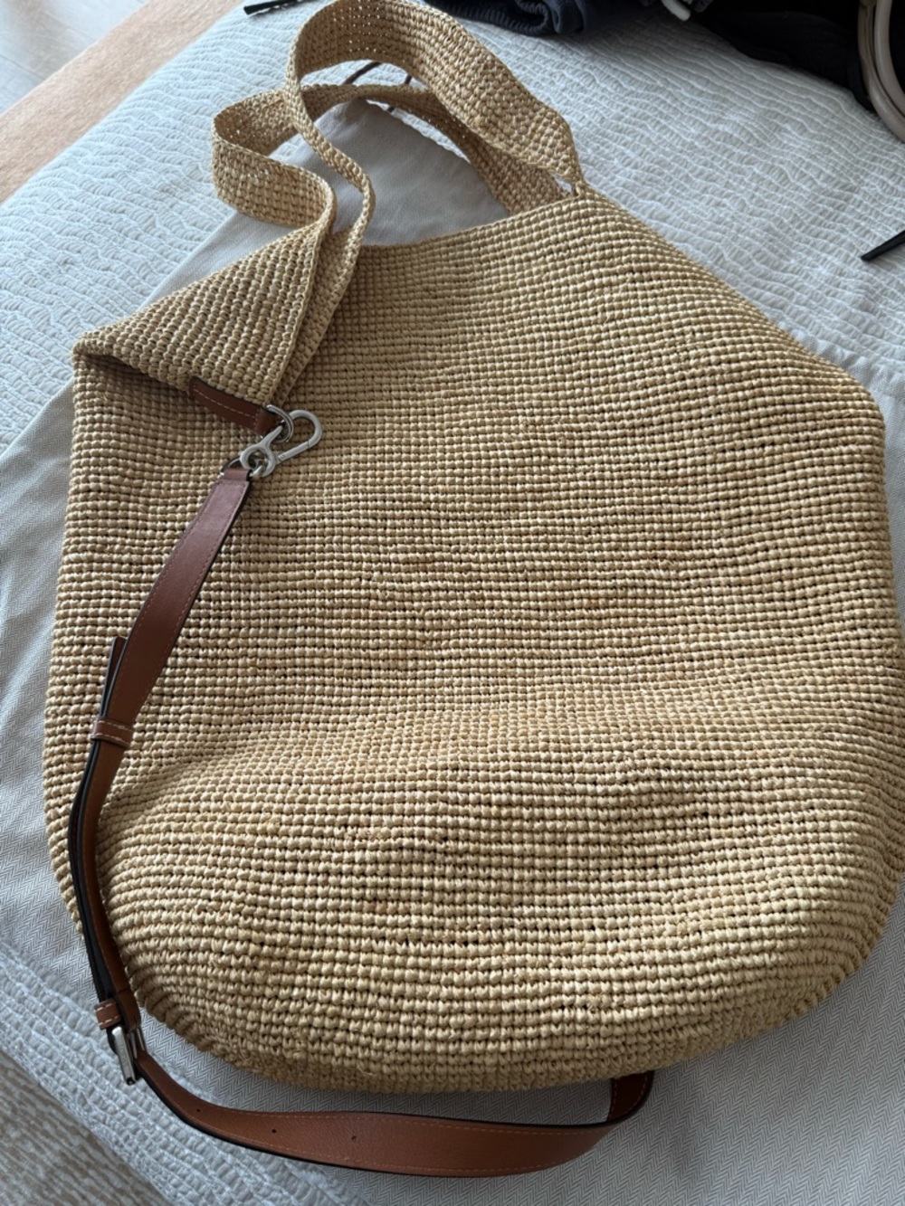Loewe Natural Raffia Tote with Brown Leather Logo Patch - Picture 7 of 8